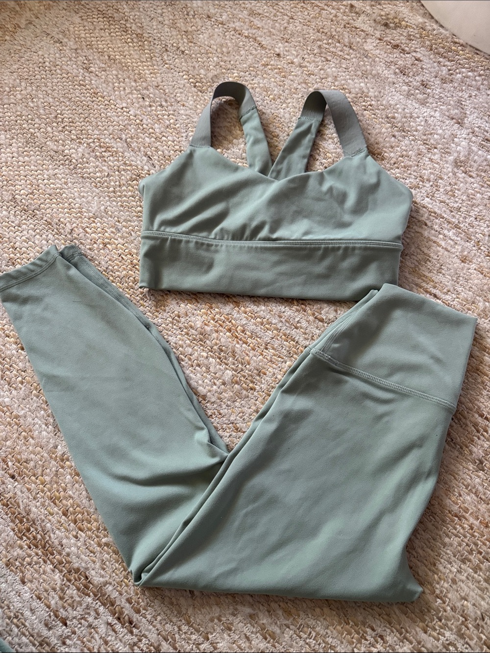 Yogalicious Sage Green Sports Bra & High-Waist Leggings Set